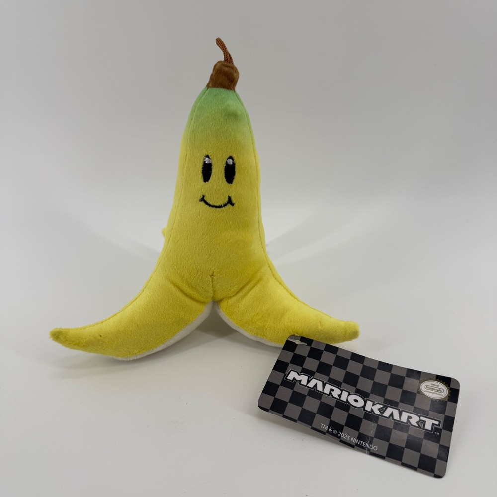 Nintendo Mario Kart Banana Peel Plush Stuffed Toy Official Licensed 2023 New 6"